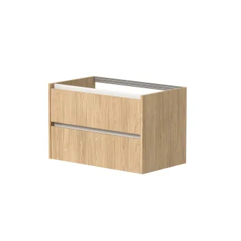 Vannas istabas skapītis Kame City 80cm 2 atvilknes, Zem virsmas, Bez izlietnes, Balti profili, Gaišs Ozols BUC/8-3DR/35P3