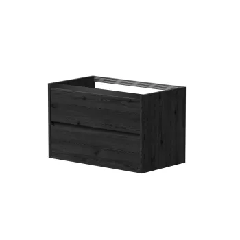 Vannas istabas skapītis Kame City 80cm 2 atvilknes, Zem virsmas, Bez izlietnes, melni profili Melns Ozols BUC/8-3DR/1P2