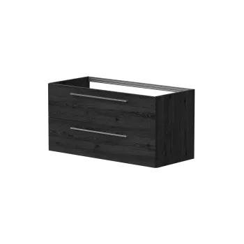 Vannas istabas skapītis Kame Gama 100cm 2 atvilknes, Zem virsmas, Bez izlietnes, Melns Ozols BUC/10-3DR/1