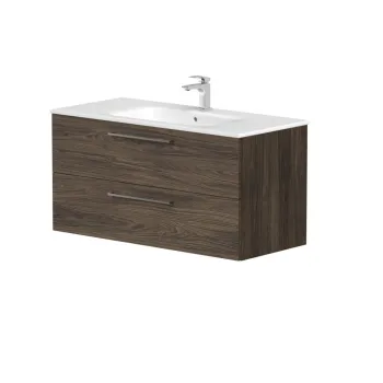 Vannas istabas skapītis Kame Gama 100cm 2 atvilknes, bez izlietnes, Brūns Ozols BU/10-3DR/20