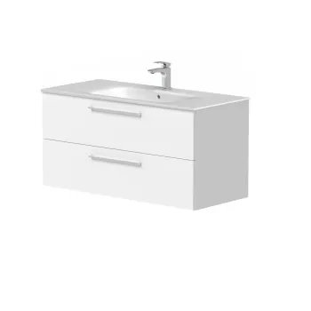Vannas istabas skapītis Kame Gama 100cm 2 atvilknes (push to open), Zem virsmas, Bez izlietnes, Balts Matēts BUC/10-3DR/D2-PO