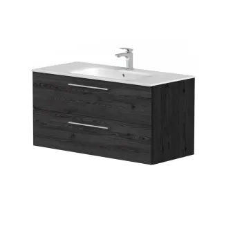 Vannas istabas skapītis Kame Gama 100cm 2 atvilknes (push to open), bez izlietnes, Melns Ozols BU/10-3DR/1-PO