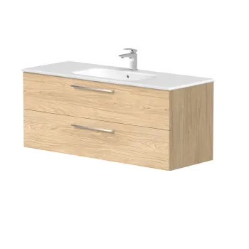 Vannas istabas skapītis Kame Gama 120cm 2 atvilknes, bez izlietnes, Gaišs Ozols BU/12-3DR/35