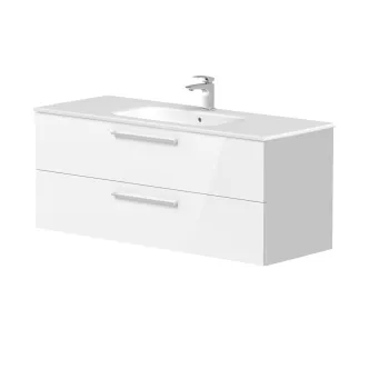 Vannas istabas skapītis Kame Gama 120cm 2 atvilknes (push to open), Zem virsmas, Bez izlietnes, Balts Matēts BUC/12-3DR/D2-PO
