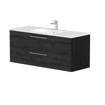Vannas istabas skapītis Kame Gama 120cm 2 atvilknes (push to open), bez izlietnes, Melns Ozols BU/12-3DR/1-PO