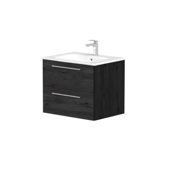 Vannas istabas skapītis Kame Gama 60cm 2 atvilknes, Zem virsmas, Bez izlietnes, Melns Ozols BUC/6-3DR/1
