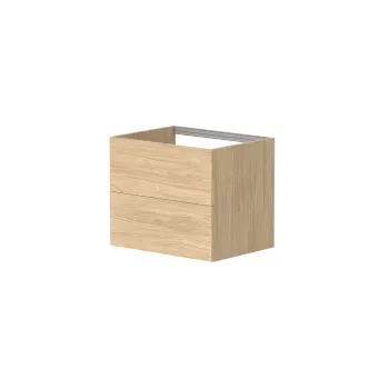 Vannas istabas skapītis Kame Gama 60cm 2 atvilknes (push to open), Zem virsmas, Bez izlietnes, Gaišs Ozols BUC/6-3DR/35-PO