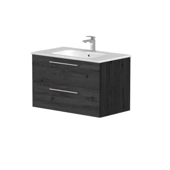 Vannas istabas skapītis Kame Gama 80cm 2 atvilknes, Zem virsmas, Bez izlietnes, Melns Ozols BUC/8-3DR/1