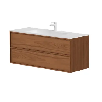 Vannas istabas skapītis Kame Home 120cm 2 atvilknes, Zem virsmas, Bez izlietnes, Copper oak BUC/12-3DR/N11-HM