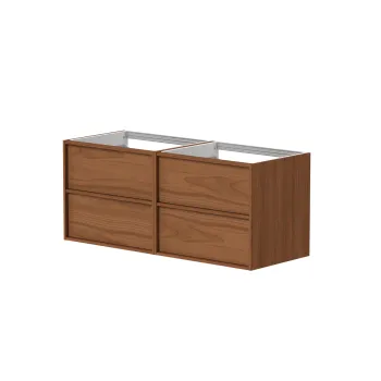 Vannas istabas skapītis Kame Home 120cm 2 atvilknes, dubultais (2x60cm) zem izlietnes / virsmas, Copper oak BUDC/12-3DR-DB/N11-HM