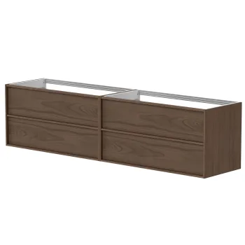 Vannas istabas skapītis Kame Home 160cm 2 atvilknes, dubultais (2x100cm), zem izlietnes / virsmas Brūns Ozols BUDC/20-3DR-DB/N07-HM