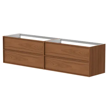 Vannas istabas skapītis Kame Home 160cm 2 atvilknes, dubultais (2x100cm) zem virsmas Copper oak BUC/20-3DR-DB/N11-HM