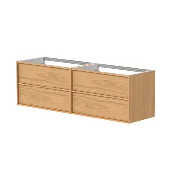 Vannas istabas skapītis Kame Home 160cm 2 atvilknes, dubultais (2x80cm), zem izlietnes / izlietnes Natural oak BUDC/16-3DR-DB/N05-HM