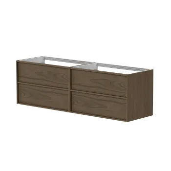 Vannas istabas skapītis Kame Home 160cm 2 atvilknes, dubultais (2x80cm) zem virsmas Brūns Ozols BUC/16-3DR-DB/N07-HM