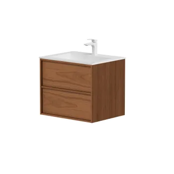 Vannas istabas skapītis Kame Home 60cm 2 atvilknes, Zem virsmas, Bez izlietnes, Copper oak BUC/6-3DR/N11-HM