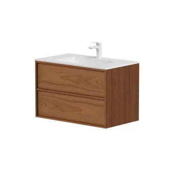 Vannas istabas skapītis Kame Home 80cm 2 atvilknes, Zem virsmas, Bez izlietnes, Copper oak BUC/8-3DR/N11-HM