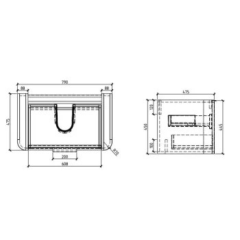 Vannas istabas skapītis OZE INDIANA (bez izlietnes) 800mm Gluds Arizonas Ozols CAIS-IND800CA