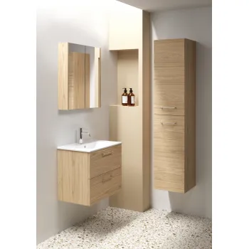 Vannas istabas skapītis Raguvos Baldai Scandic 81cm, ar 2 atvilknēm, Gaišs Ozols