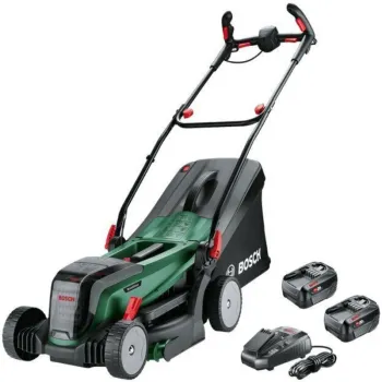 Zāles pļāvējs Bosch 18 V akumulatora zāles pļāvējs, 37 cm pļaušanas platums, 2 x 4,0 Ah akumulatori, lādētājs 06008B9E00