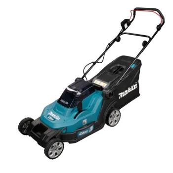 Zāles pļāvējs Makita 18 V akumulatora, 43 cm pļaušanas platums, 2 x LXT 5,0 Ah akumulatori, DLM432CT2 lādētājs