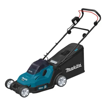 Zāles pļāvējs Makita 18 V akumulatora, 43 cm pļaušanas platums, 2 x litija jonu LXT 5,0 Ah akumulatori, DLM432PT2 lādētājs