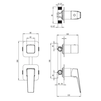Dušas maisītājs Deante Blur, iebūvējams Balts BQL_A44P