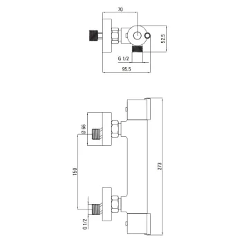 Dušas maisītājs Deante Joko ar termostatu BOJ_04BT Hromēts