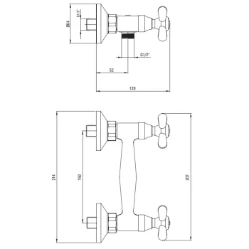 Dušas maisītājs Deante Symetrio, ar dušas komplektu BOS_041D Hromēts
