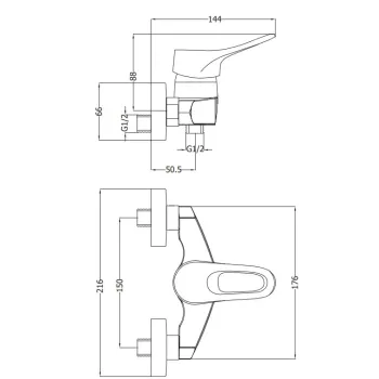 Dušas maisītājs Deante Vero, BOW_040M Hromēts