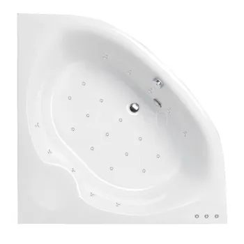 Hidromasāžas vanna O'Design Lips Excellence, 1500x1500mm, Labā, 6 hidro un 13 gaisa sprauslas, 1150W, 10 Cromo LED