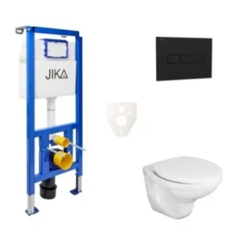 Tualetes poda komplekts Rāmis Jika ar podu Jika Neo Rimless, vāku un Melnu matētu pogu SIKOJSJ3