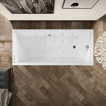 Hidromasāžas vanna O'Design Thalie Excellence, 1600x700mm, 8/10 hidro un 8/10 gaisa sprauslas 1150W, 8/10 Chromo LED