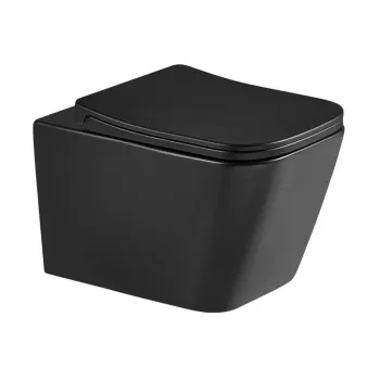 Tualetes poda komplekts TECEbase rāmis ar Kielle Arkas I Vortex Rimless+ Melnu matētu podu, SoftClose vāku un TECEnow Hromētu pogu