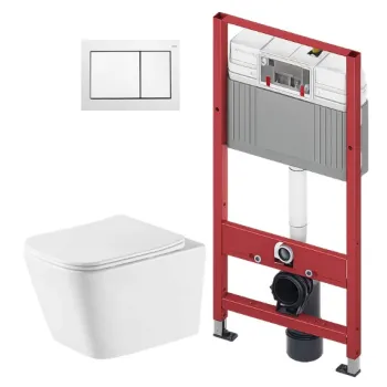 Tualetes poda komplekts TECEbase rāmis ar Kielle Arkas I Vortex Rimless+ podu, SoftClose vāku un TECEnow Baltu pogu