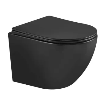 Tualetes poda komplekts TECEbase rāmis ar Kielle Oudee Vortex Rimless+ Melnu matētu podu, SoftClose vāku un TECEnow Hromētu pogu