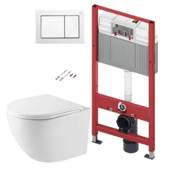 Tualetes poda komplekts TECEbase rāmis ar Kielle Oudee Vortex Rimless+ podu, SoftClose vāku un TECEnow Baltu pogu