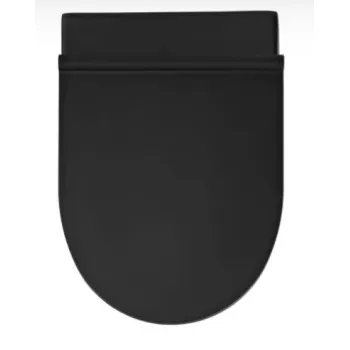 Tualetes poda komplekts TECEbase rāmis ar Sanindusa Urb.y 48 Rimless Melnu podu, SoftClose EasyClipp Slim vāku un TECEnow Baltu pogu