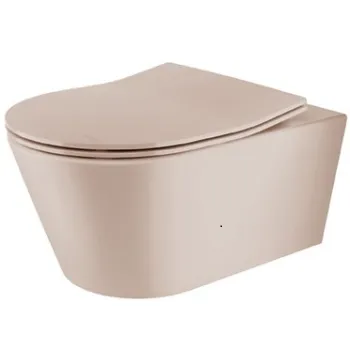 Tualetes poda komplekts TECEbase rāmis ar Sanindusa Urb.y 48 Rimless Taupe podu, SoftClose EasyClipp Slimvāku un TECEnow Melnu pogu