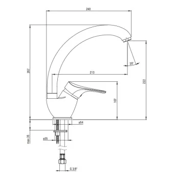 Virtuves izlietnes maisītājs Deante Joko, BOJ_066M Hromēts