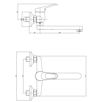 Virtuves izlietnes maisītājs Deante Lobo, no sienas BYU_080M Hromēts