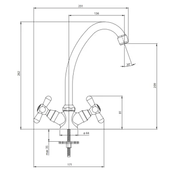 Virtuves izlietnes maisītājs Deante Symetrio, BOS_060D Hromēts