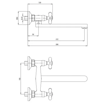 Virtuves izlietnes maisītājs Deante Symetrio, no sienas BOS_080D Hromēts