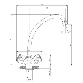 Virtuves izlietnes maisītājs Deante Teno, BON_060D hromēts