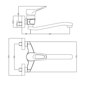 Virtuves izlietnes maisītājs Deante Vero, no sienas BOW_080M Hromēts