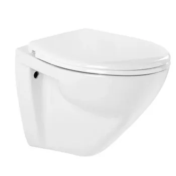 Tualetes poda Komplekts Sanindusa Sanfix rāmis ar Cetus 52 Rimfree Baltu podu ar vāku SoftClose un Hromētu pogu