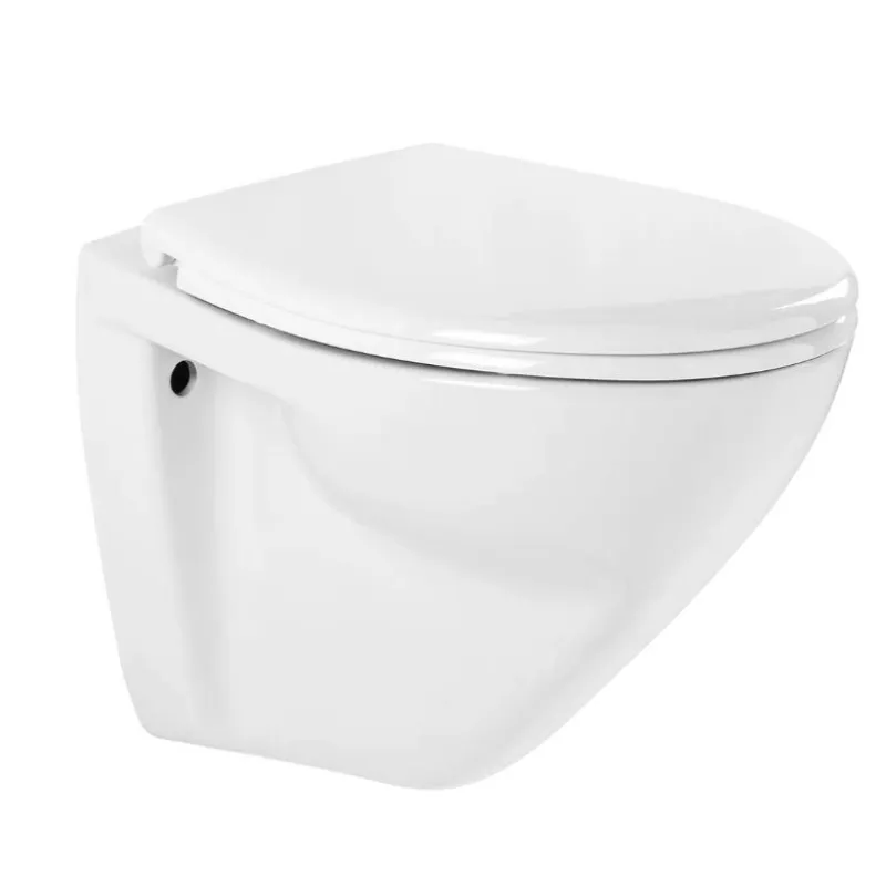 Tualetes poda Komplekts Sanindusa Sanfix rāmis ar Cetus 52 Rimfree Baltu podu ar vāku SoftClose un Hromētu pogu