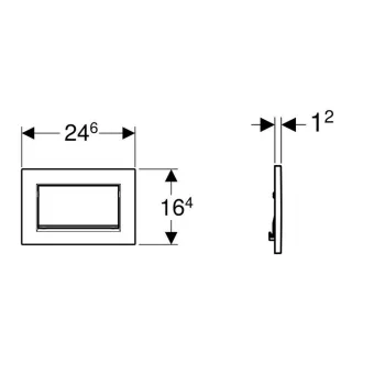 Poga iebūvējamam rāmim Geberit Sigma30, 246x164 mm, matēts melns ar easy-to-clean pārklājumu / hroms