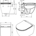 Tualetes poda Komplekts Sanindusa Sanfix rāmis ar SANIBOLD Rimfree Baltu podu ar vāku SoftClose un Hromētu pogu