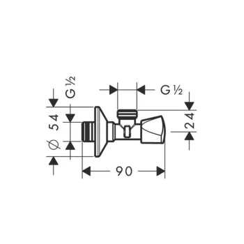 Ventilis Hansgrohe stūra E, hroms 13903000