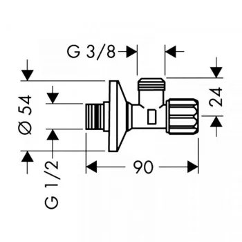Ventilis Hansgrohe stūra vārsti stūra ar smalko filtru, hroms 13904000